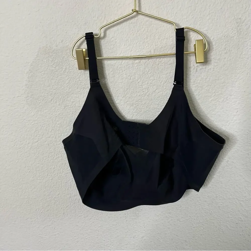 Honeylove Crossover Bra Black Mesh V‎ Neck Womens Size 3X / 44DD 44E 44DDD 44F